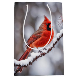 Sacola Para Presentes Média Cardeal De Aniversário Na Fileira De Inverno