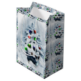 Sacola Para Presentes Média Cardigan Welsh Corgi Natal