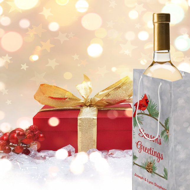 Sacola Para Presentes Média Cardinhos e Pinheiros Saco de Presente (Criador carregado)