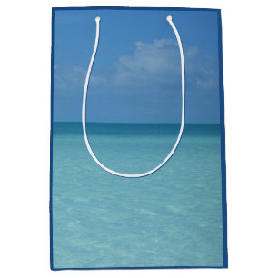 Sacola Para Presentes Média Caribe Horizonte Turquesa Tropical Azul
