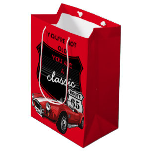 Sacola Para Presentes Média Carro Clássico com a barra de presentes