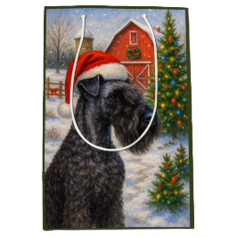 Sacola Para Presentes Média Cartão de Natal do Kerry Blue Terrier