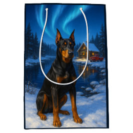 Sacola Para Presentes Média Cartão de Natal do Pinscher Alemão