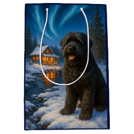 Sacola Para Presentes Média Cartão de Natal do Terrier Russo Preto