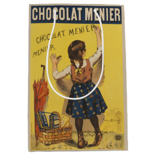 Sacola Para Presentes Média Cartaz Francês Vintage Chocolat Menier Arte Bouiss