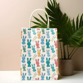 Sacola Para Presentes Média Cartoon de coelho multicolorido