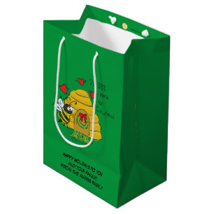 Sacola Para Presentes Média Cartoon de Natal Bee Engraçado Feriado