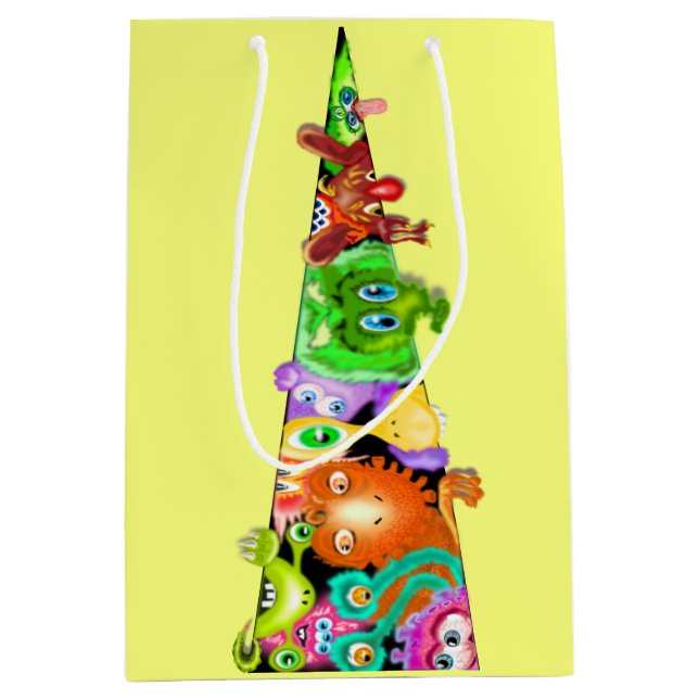 Sacola Para Presentes Média Cartoon divertido para Aliens de apresentação - su (Frente)