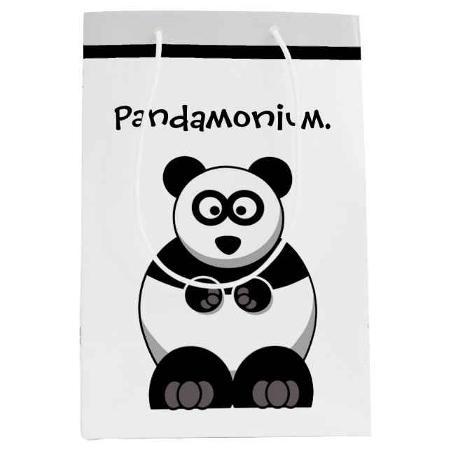Sacola Para Presentes Média Cartoon Engraçado Pandamónio Panda, Um Belo Estres (Frente)