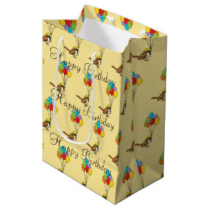 Sacola Para Presentes Média Cartoon Gelado com Balões Aniversário