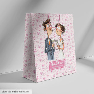 Sacola Para Presentes Média Cartoon personalizado do noivo do noivo Gift Bag E