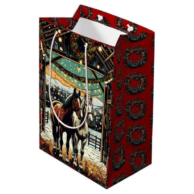 Sacola Para Presentes Média Cartoons de Natal Feliz (Verso inclinado)