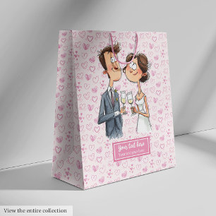 Sacola Para Presentes Média Casal De Casamento De Aquarela, Gift Bag Quirky Hu