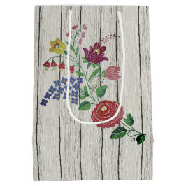 Sacola Para Presentes Média Casal Floral e Russo de Arte Folclórica Húngara
