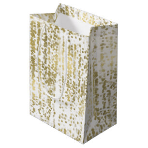 Sacola Para Presentes Média Casamento abstrato de Bokeh da jóia Dourado