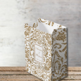 Sacola Para Presentes Média Casamento brilhante e Dourado Faux