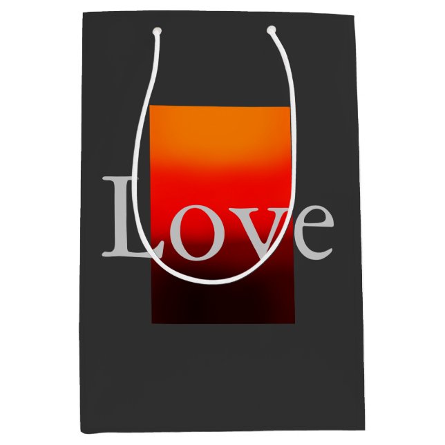 Sacola Para Presentes Média Casamento Contemporâneo Amor Vermelho Cinza (Frente)