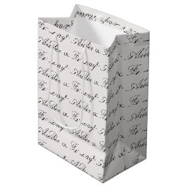 Sacola Para Presentes Média Casamento de Citação Personalizada Stone Blush For