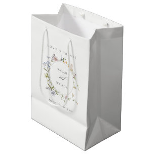 Sacola Para Presentes Média Casamento de Cores Aquáticas Flóridas Florais de P