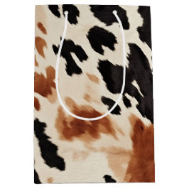 Sacola Para Presentes Média Casamento de Cowhide Castanho-Negro