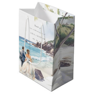 Sacola Para Presentes Média Casamento de Destino de Verão Minimalista