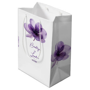 Sacola Para Presentes Média Casamento de Flor Roxo Gordo