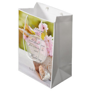 Sacola Para Presentes Média Casamento de Flores de Cereja-Pink
