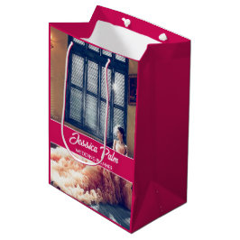 Sacola Para Presentes Média Casamento de foto personalizada rosa