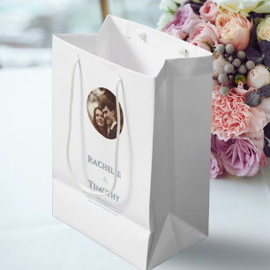 Sacola Para Presentes Média Casamento de Fotografias Brancas Personalizadas Mo