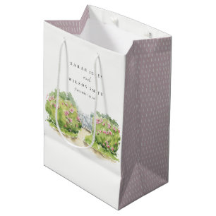 Sacola Para Presentes Média Casamento de Jardim de Algodão de Aquarela Pastel