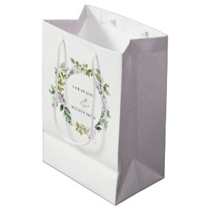 Sacola Para Presentes Média Casamento de Jardim de Algodão Floral Lilac