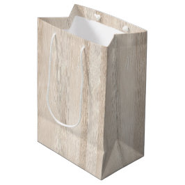 Sacola Para Presentes Média Casamento de Madeira Branco Creme Falso Rústico