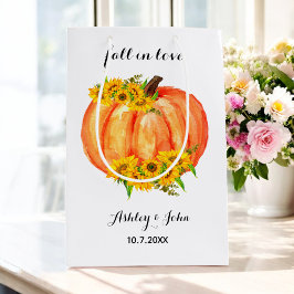 Sacola Para Presentes Média Casamento de Outono Flor de Laranja Abóbora