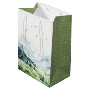 Sacola Para Presentes Média Casamento de Paisagem de Montanha de Neve Molhada