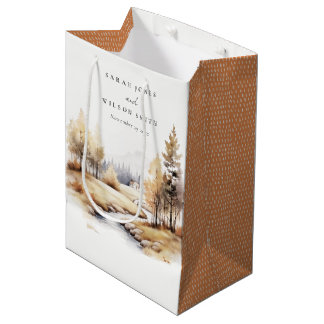 Sacola Para Presentes Média Casamento de Paisagem de outono com Cores Aquática
