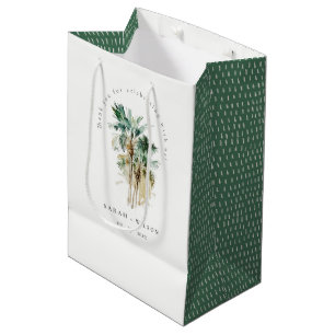 Sacola Para Presentes Média Casamento de Palmeiras Tropicais Elegante