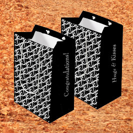 Sacola Para Presentes Média Casamento de Parabéns Pretos e Brancos Personaliza