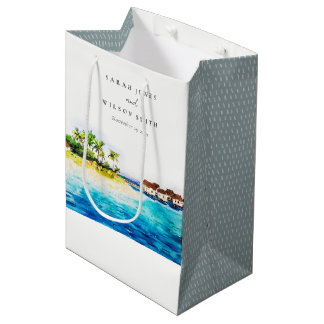 Sacola Para Presentes Média Casamento de praia em Villa Seascape, tropical Ove