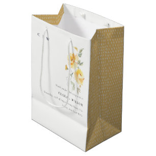 Sacola Para Presentes Média Casamento de Rosa de Flores de de Cor Verde Amarel