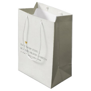 SACOLA PARA PRESENTES MÉDIA CASAMENTO DE TIPOGRAFIA DE CINZAS SIMPLES ELEGANTE