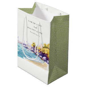 Sacola Para Presentes Média Casamento Elegante de Terra Costeira de Areia Roch