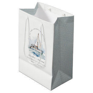 Sacola Para Presentes Média Casamento Elegante Dusky Sailboat Yacht Seascape