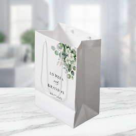 Sacola Para Presentes Média Casamento Elegante Minimalista Floral de Eucalyptu