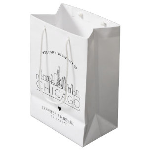 Sacola Para Presentes Média Casamento em Chicago Horizonte Estilizado