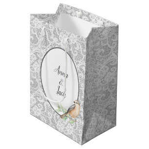 Sacola Para Presentes Média Casamento em Prata