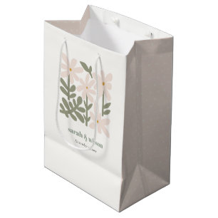 Sacola Para Presentes Média Casamento Floral Mínimo Retroativo de Blush Chic D
