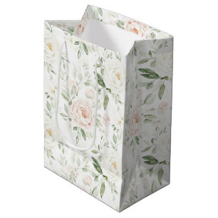 Sacola Para Presentes Média Casamento Floral Rosa Desbotado Bonito