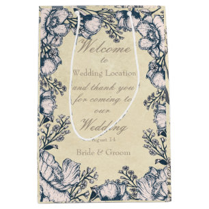Sacola Para Presentes Média Casamento Floral Rustic Vintage Flower