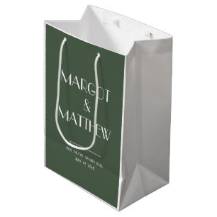 Sacola Para Presentes Média Casamento Minimalista Escandinavo Verde Musgo Escu