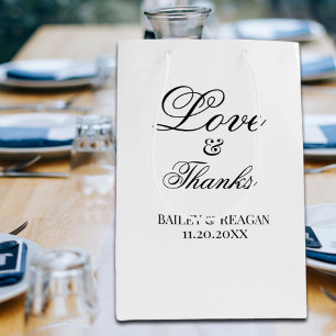 Sacola Para Presentes Média Casamento Mínimo Branco e Negro